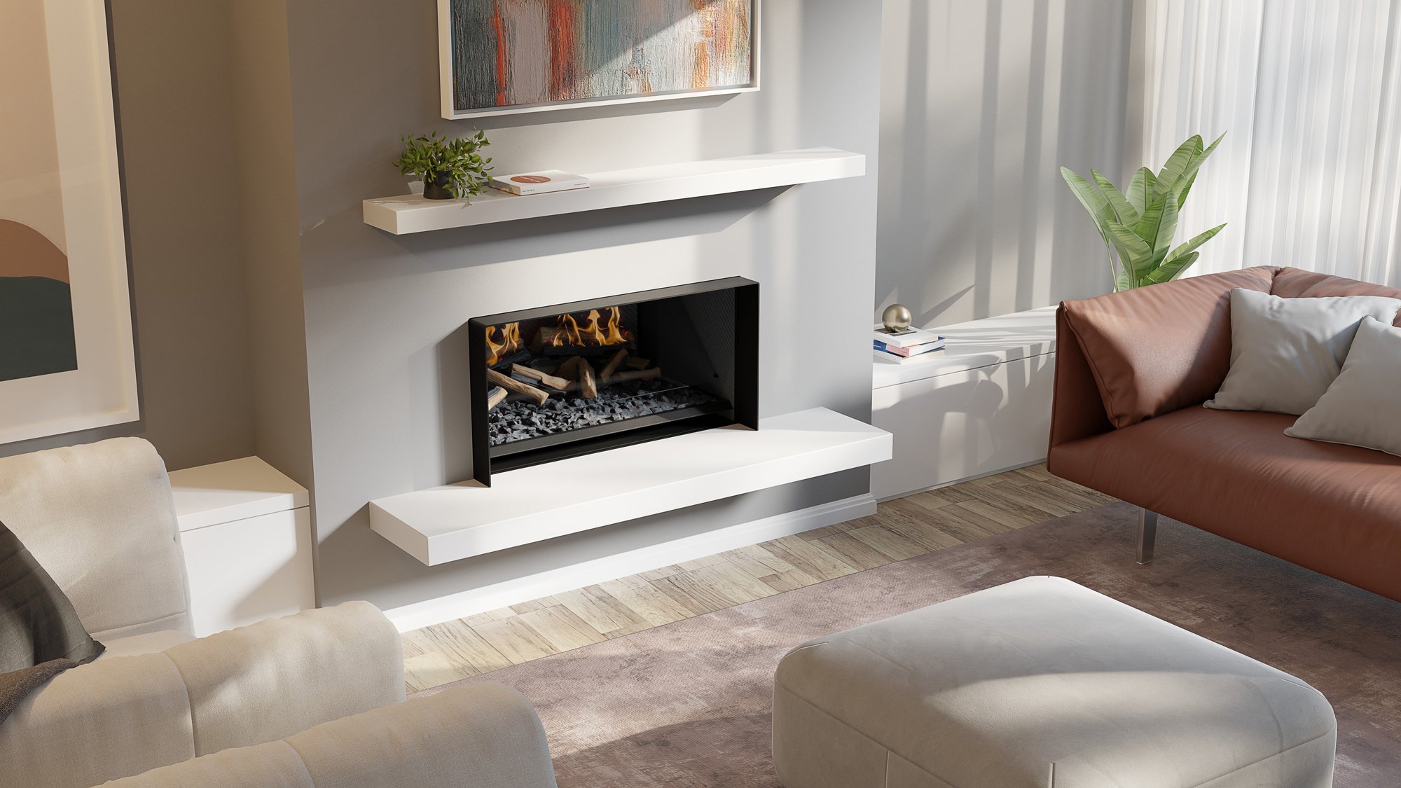 LE1000 Holographic Electric Fireplace with Brow