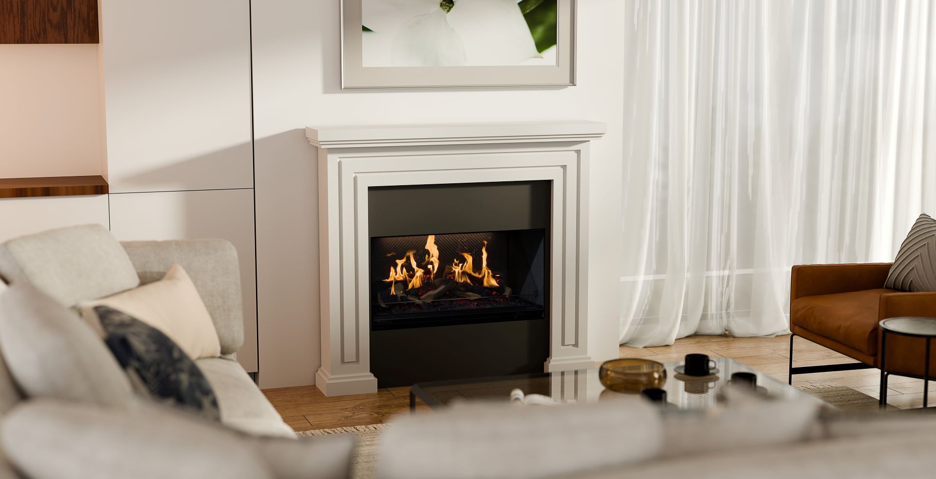 LE800 Holographic Electric Fireplace with Mantel